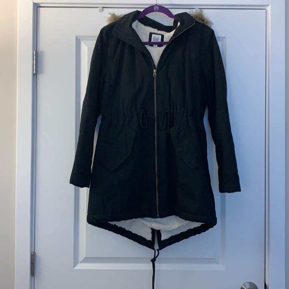 GAP Sherpa-lined anorak with faux fur hood